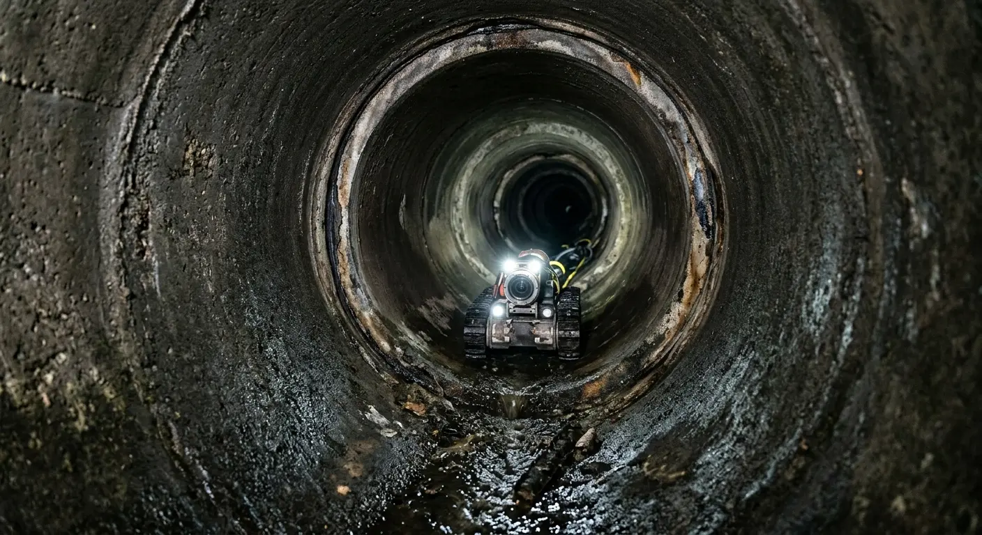 Robotic sewer camera inspecting pipe interior for Drain Snake Service in Green